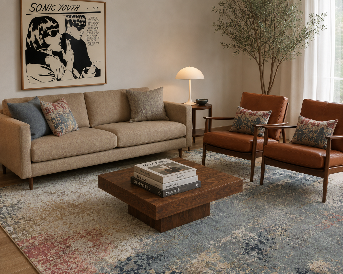 Wool & silk modern designer rug 301x246cm | Rug# 31682