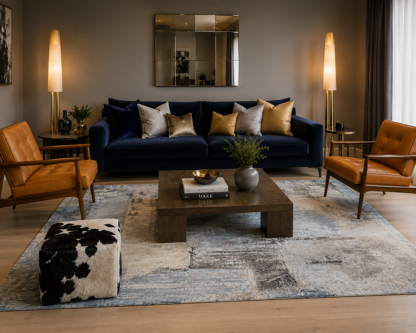 Wool & Silk Modern Abstract Designer Rug 303x245cm | Rug# 31794