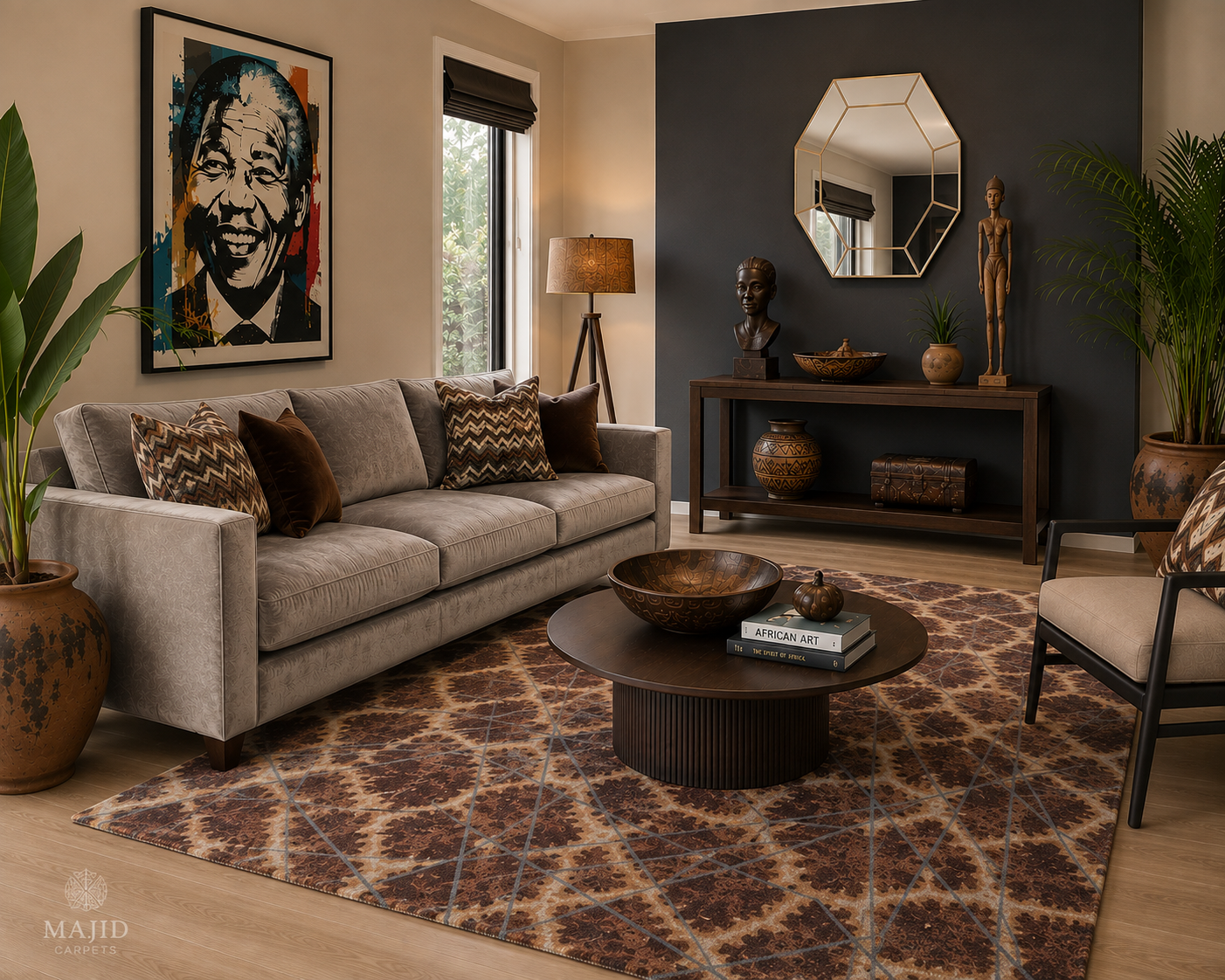 Majid’s Designer Modern Rug, wool & silk, 300x246cm | Rug# 31852