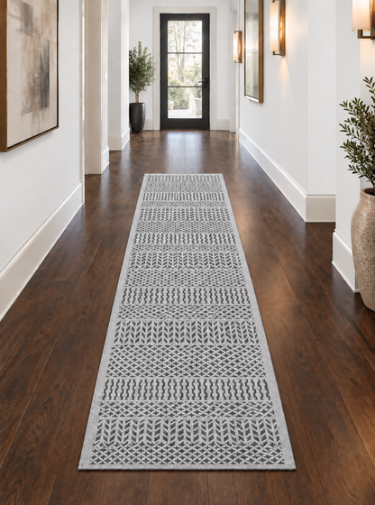 Gella-Ether Designer Textured Runner Rug 368x92 cm | Rug# 31742