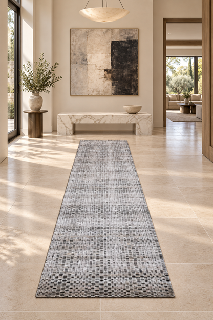 Modern Hand-Loom Wool & Art Silk Runner 303x80 cm | Rug# 31476