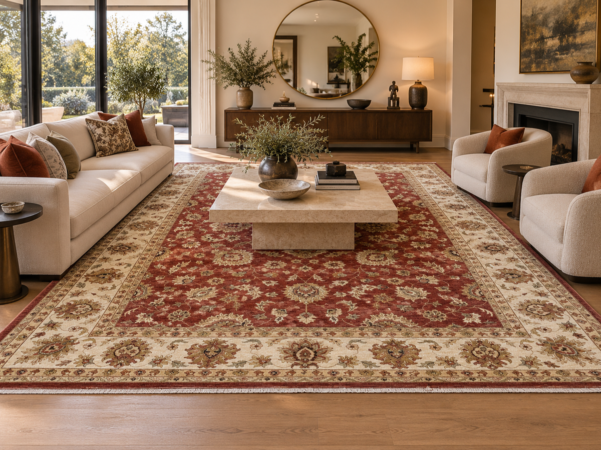 Custom-Made Agra Mughal Ziegler Design Rug 369x270 cm | Rug# 11683