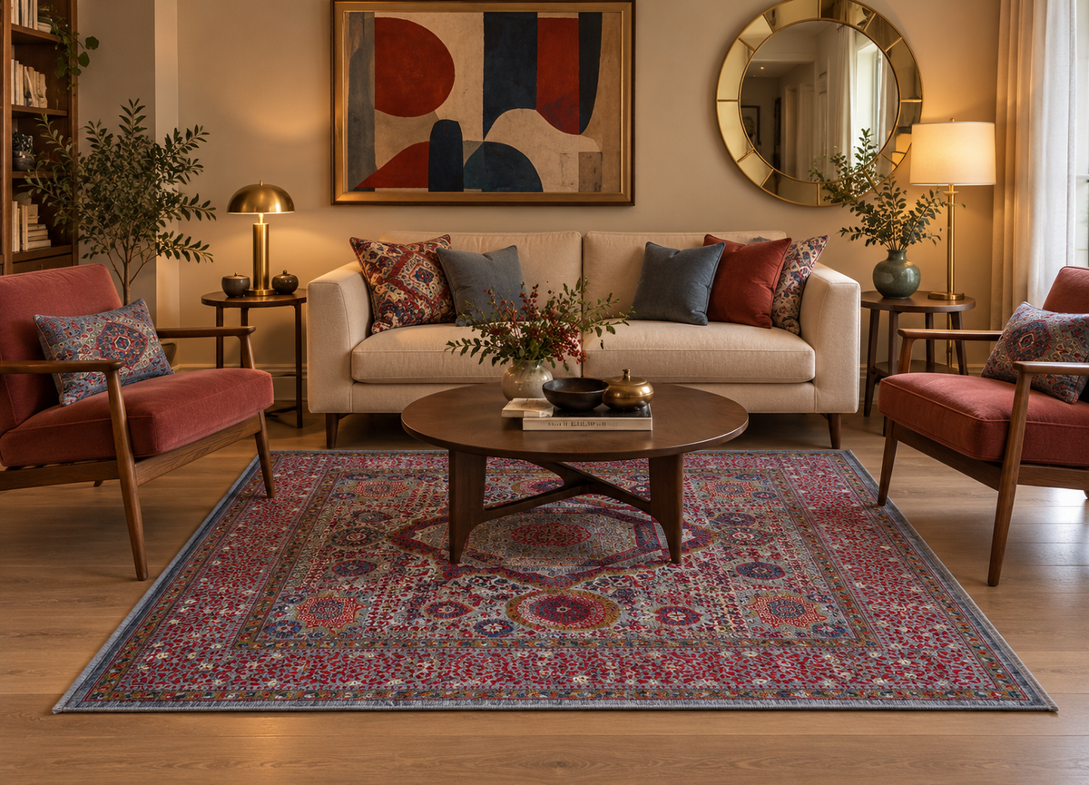 Custom-Made Afghan Mamluk Design Rug 252x180 cm | Rug# 27093