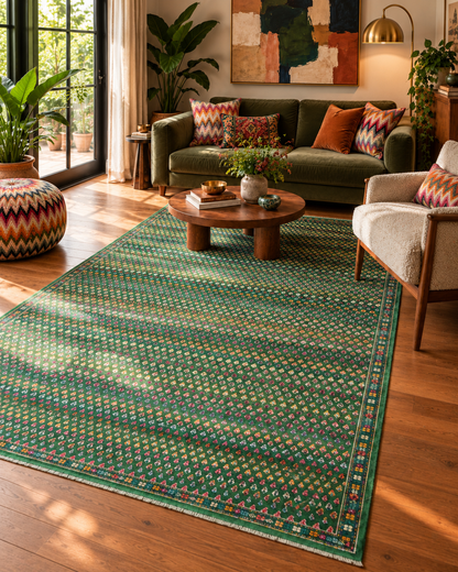 Hand-Knotted Mir-Inspired Transitional Wool and Silk blend Rug 249x171 cm | Rug# 32658