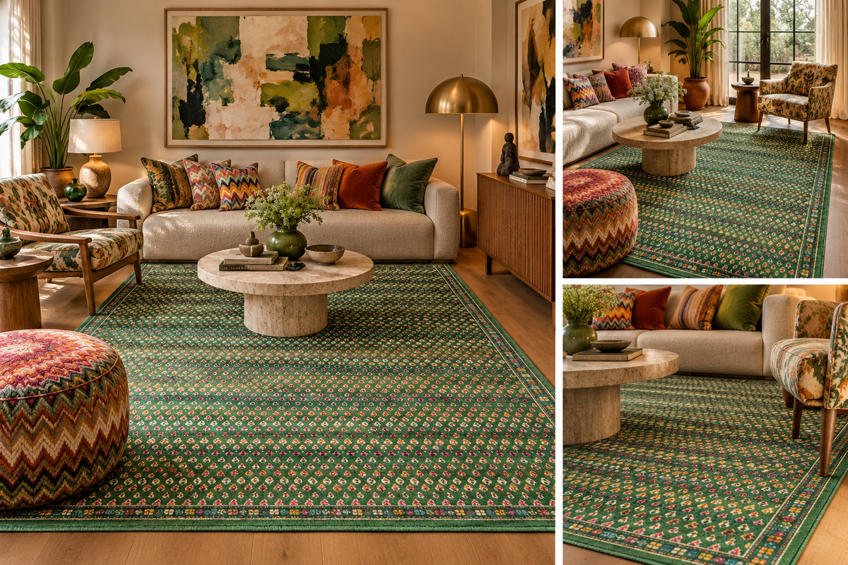 Hand-Knotted Mir-Inspired Transitional Wool and Silk blend Rug 249x171 cm | Rug# 32658