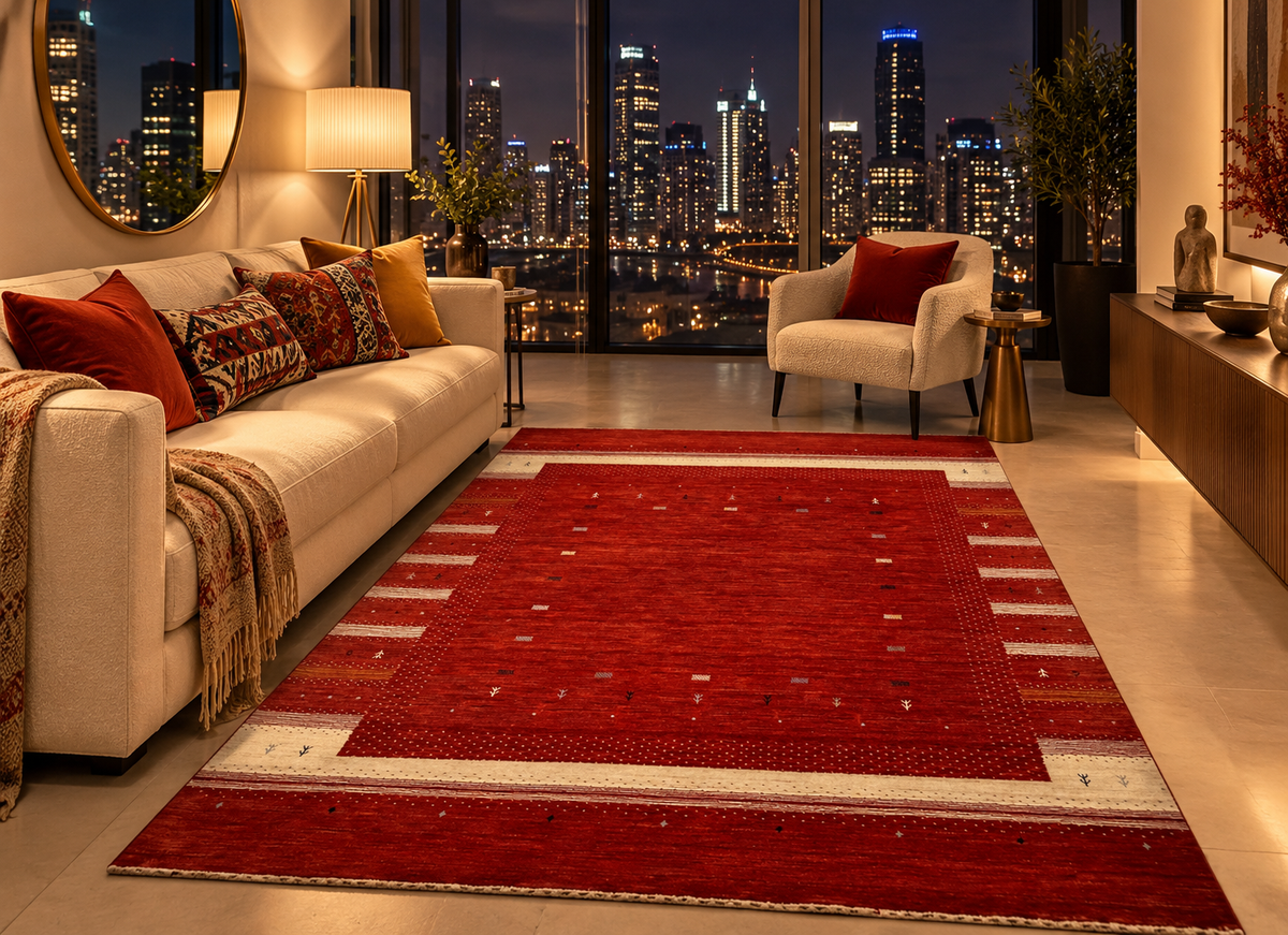 Modern Gabbeh Red Rug 200x140 cm | Rug# 32602