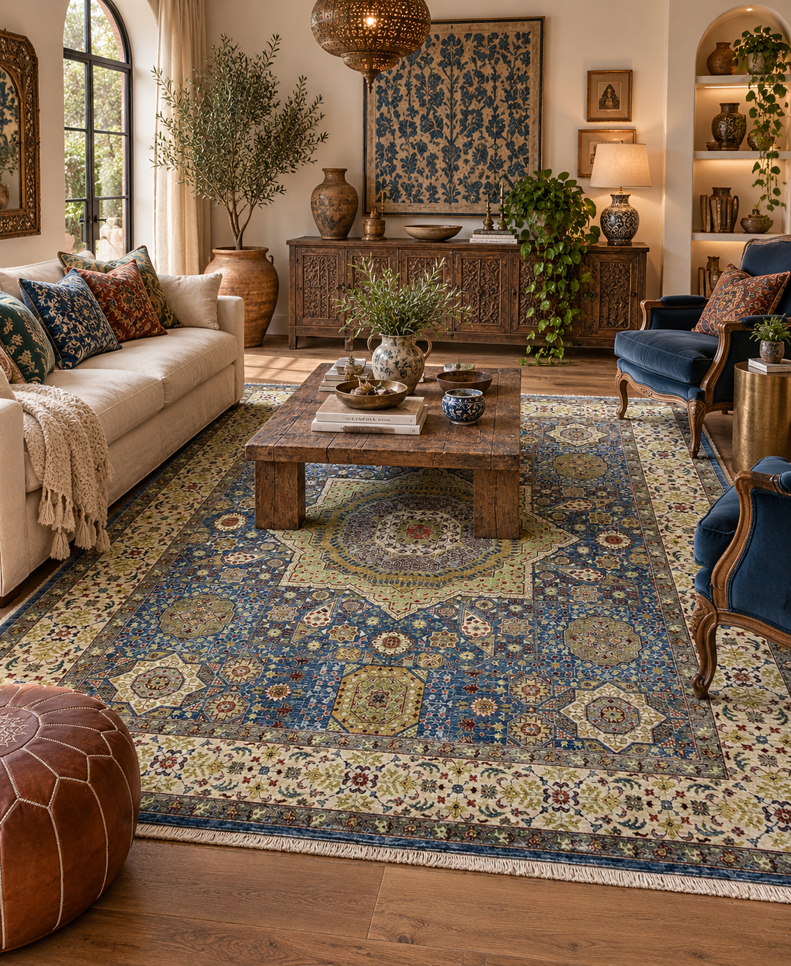 Afghan Turkmen weave rug, 15th c  Mamluk-Inspired, 302x248 cm | Rug# 26240