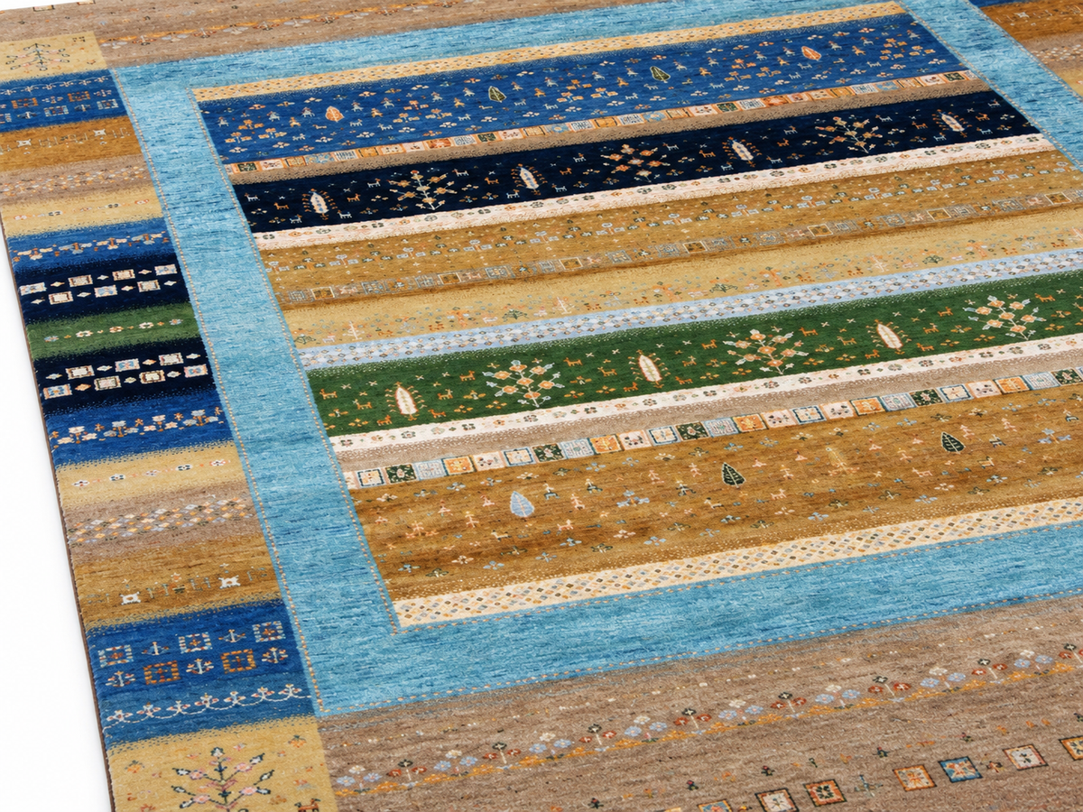 Modern Persian Gabbeh Landscape Design Rug 302x244 cm | Rug# 32663