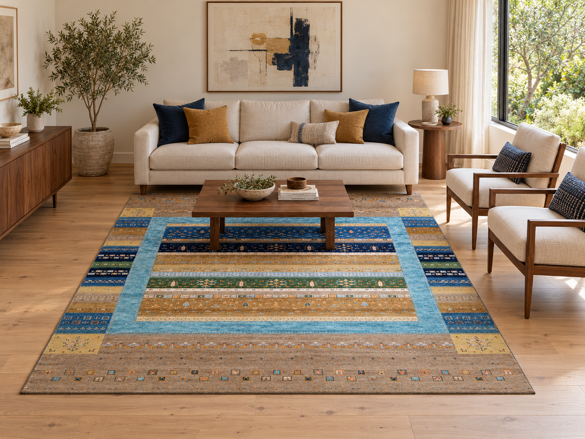 Modern Persian Gabbeh Landscape Design Rug 302x244 cm | Rug# 32663