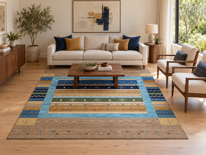 Modern Persian Gabbeh Landscape Design Rug 302x244 cm | Rug# 32663