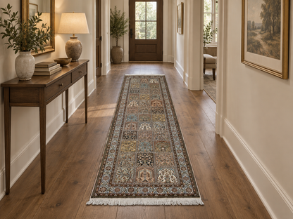 Pure Silk Kashmir Garden Panel Runner Rug 266x81 cm | Rug# 32160