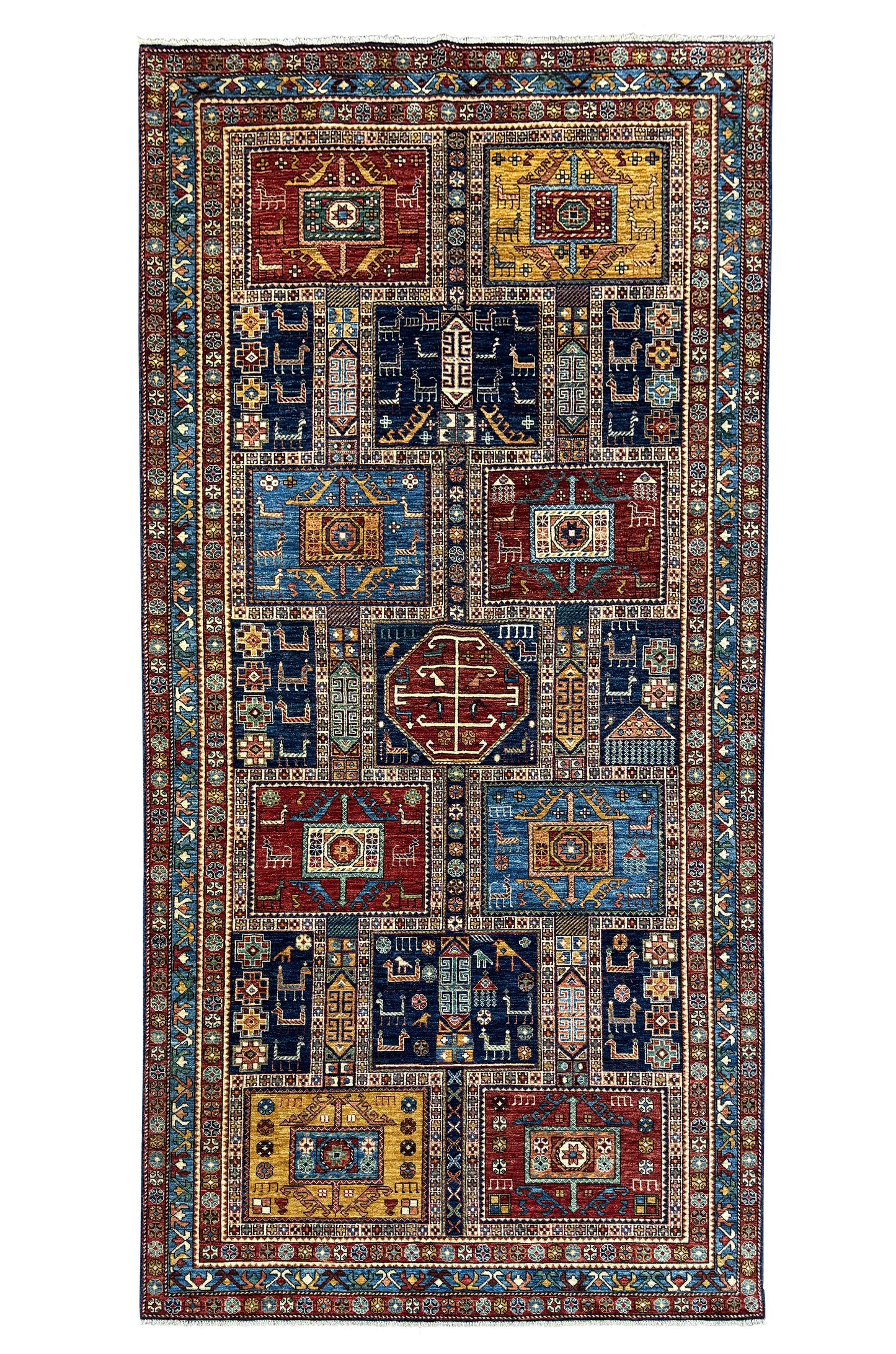 Turkmen weave galleria rug, 19th c Caucasian design 354×184 cm | Rug# 26414