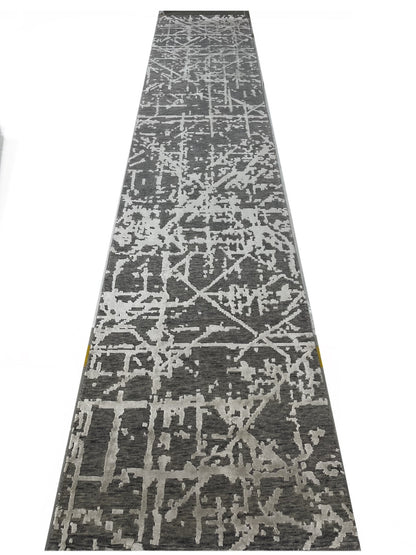 Hand-Knotted Abstract Designer Runner Rug 427x82 cm | Rug# 31450