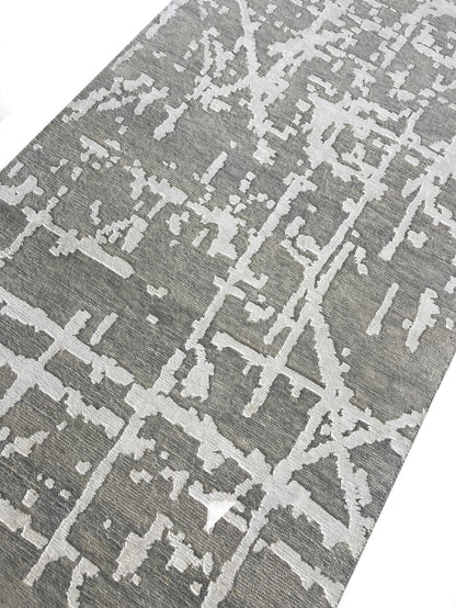 Hand-Knotted Abstract Designer Runner Rug 364x83 cm | Rug# 31454