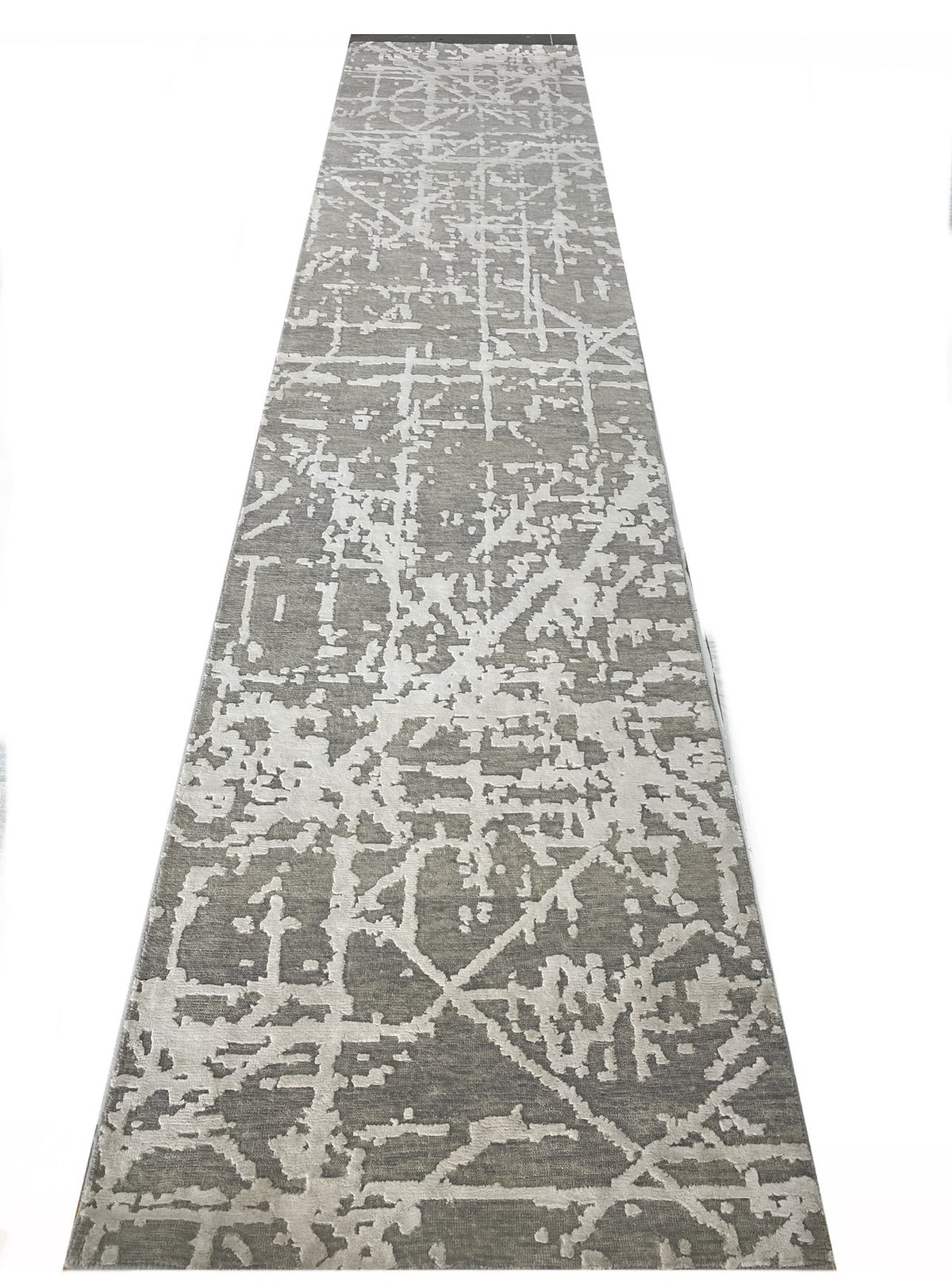 Hand-Knotted Abstract Designer Runner Rug 364x83 cm | Rug# 31454