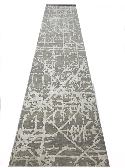 Hand-Knotted Abstract Designer Runner Rug 364x83 cm | Rug# 31454