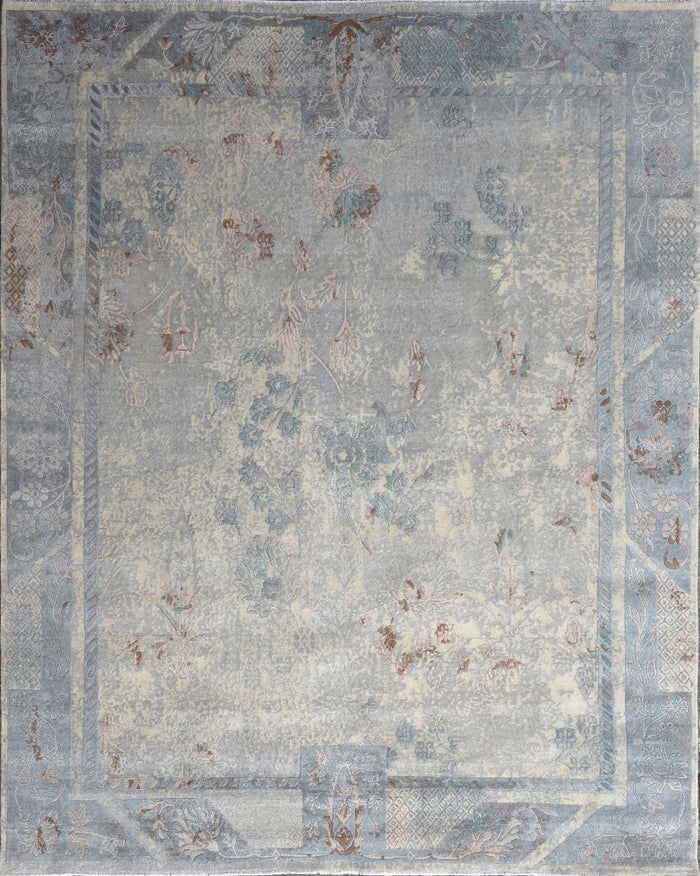 Transitional Art-Deco, wool and pure silk pile 303x247 cm |  RUG# 31683
