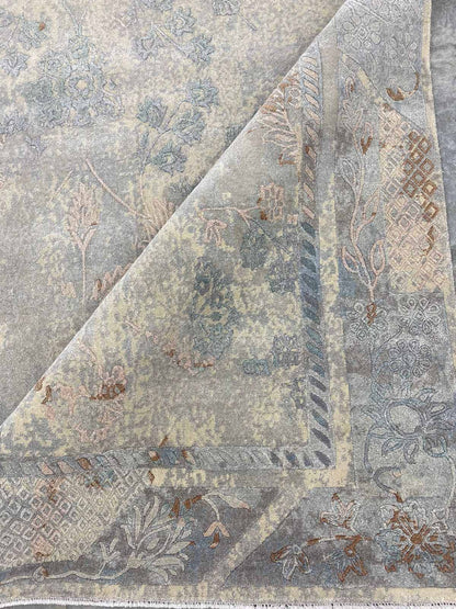 Transitional Art-Deco, wool and pure silk pile 303x247 cm |  RUG# 31683