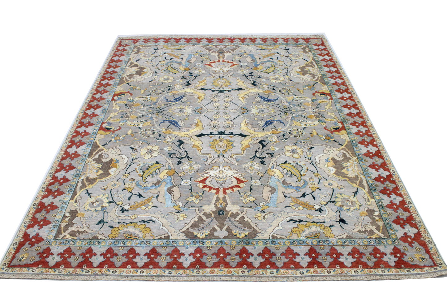 Superfine wool &silk pile antique reweave, 17th-century Isfahan design 305x247cm | Rug# 31952