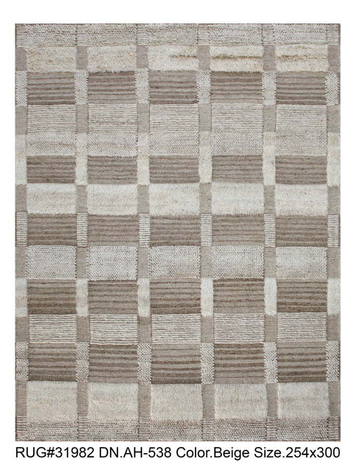 Hand knotted Scandinavian modern designer rug 300x254cm | RUG # 31982