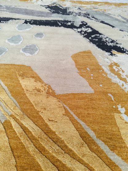 Modern Abstract Designer rug, wool and silk pile,  306x247 cm | Rug# 32223