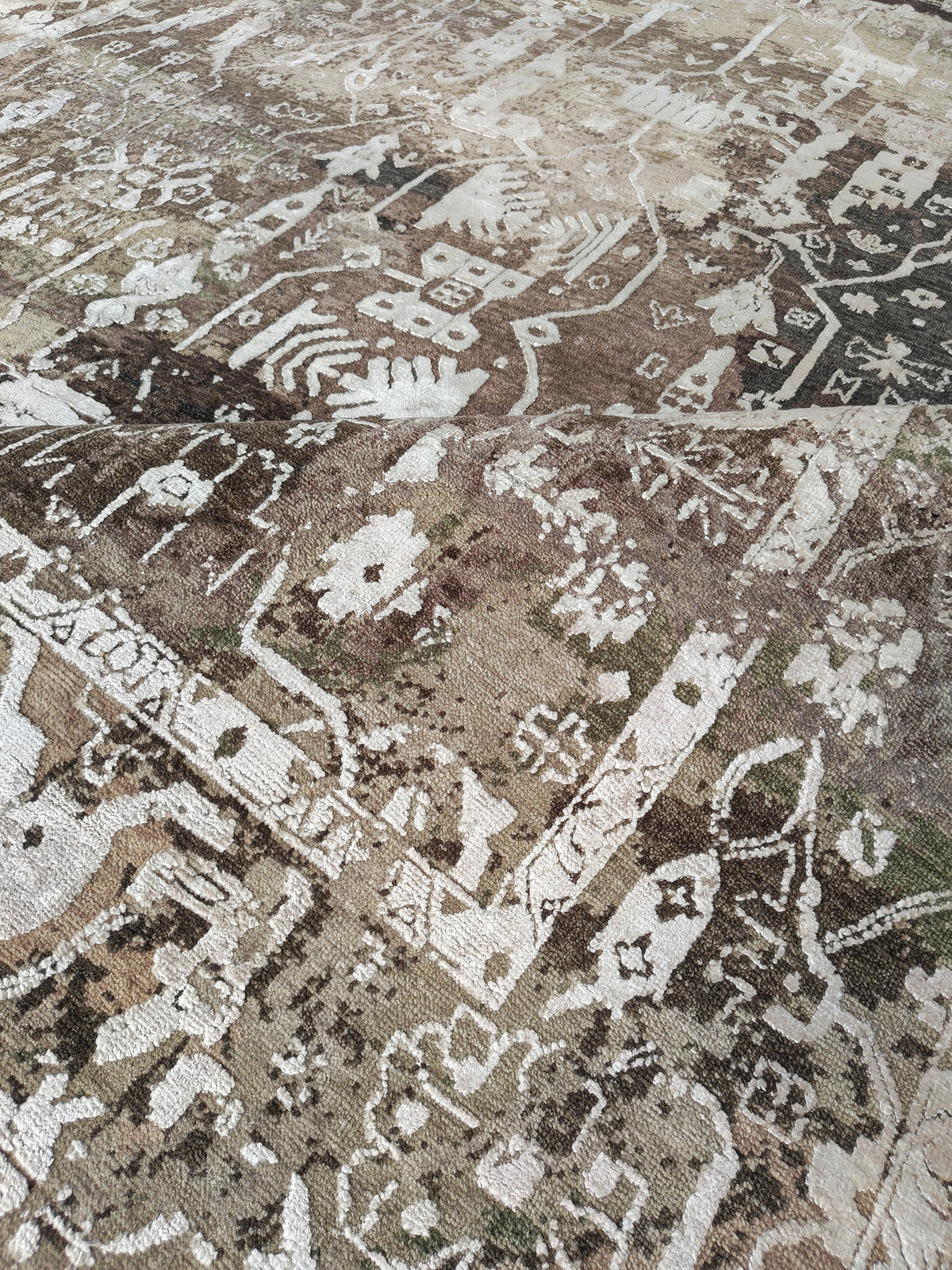 Transitional Oushak Rug, wool and silk,  300x245 cm | Rug# 32226