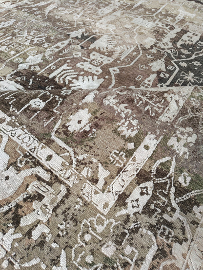 Transitional Oushak Rug, wool and silk,  300x245 cm | Rug# 32226