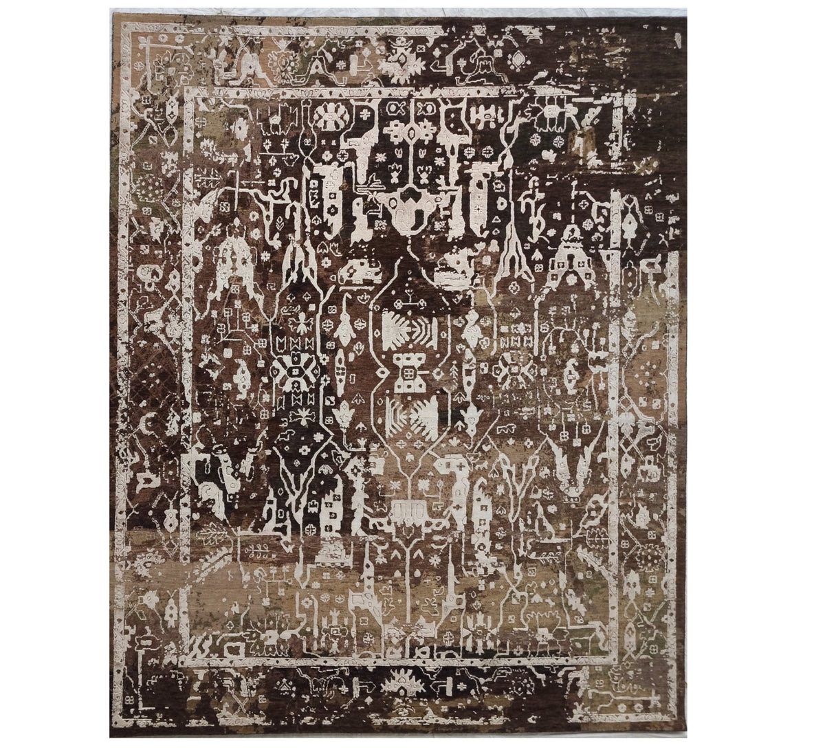 Transitional Oushak Rug, wool and silk,  300x245 cm | Rug# 32226
