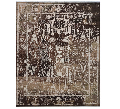 Transitional Oushak Rug, wool and silk,  300x245 cm | Rug# 32226