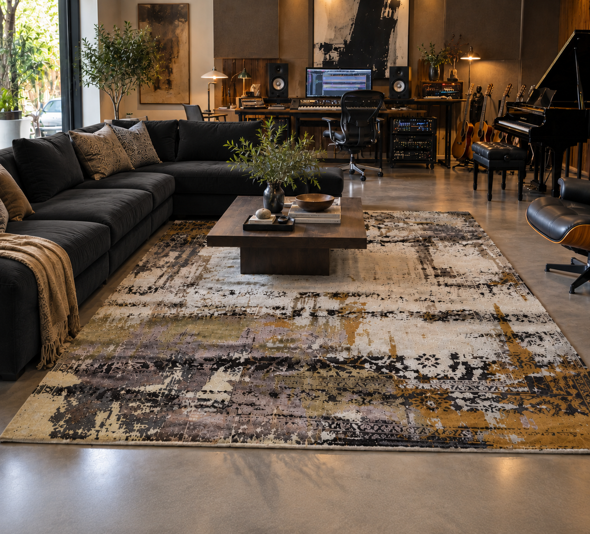 Modern Wool & Silk Designer Rug 302x249 cm | Rug# 32227