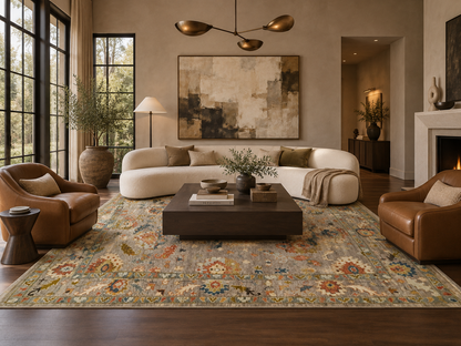 Hand-Knotted Agra Safavid Floral Rug 311x249 cm | Rug# 32234