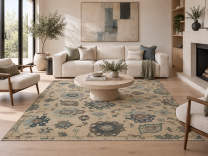 Hand-Knotted Jaipur Safavid Floral Rug 305x246 cm | Rug# 32235