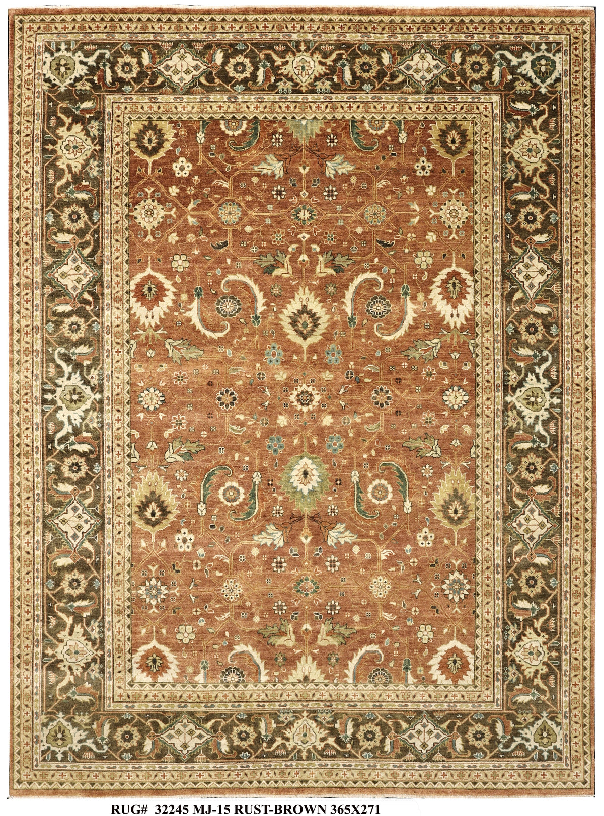 19th century  Serapi design, newly made Carpet, Jaipur India, 365x271 cm | RUG#  32245