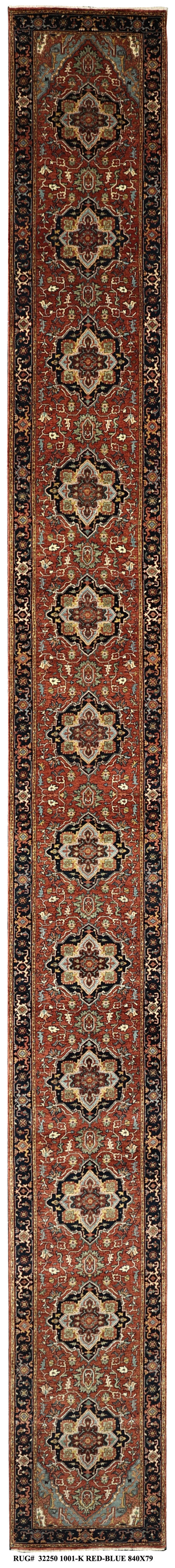 Custom-Made Jaipur Heriz Hall Runner 840x79 cm | Rug# 32250