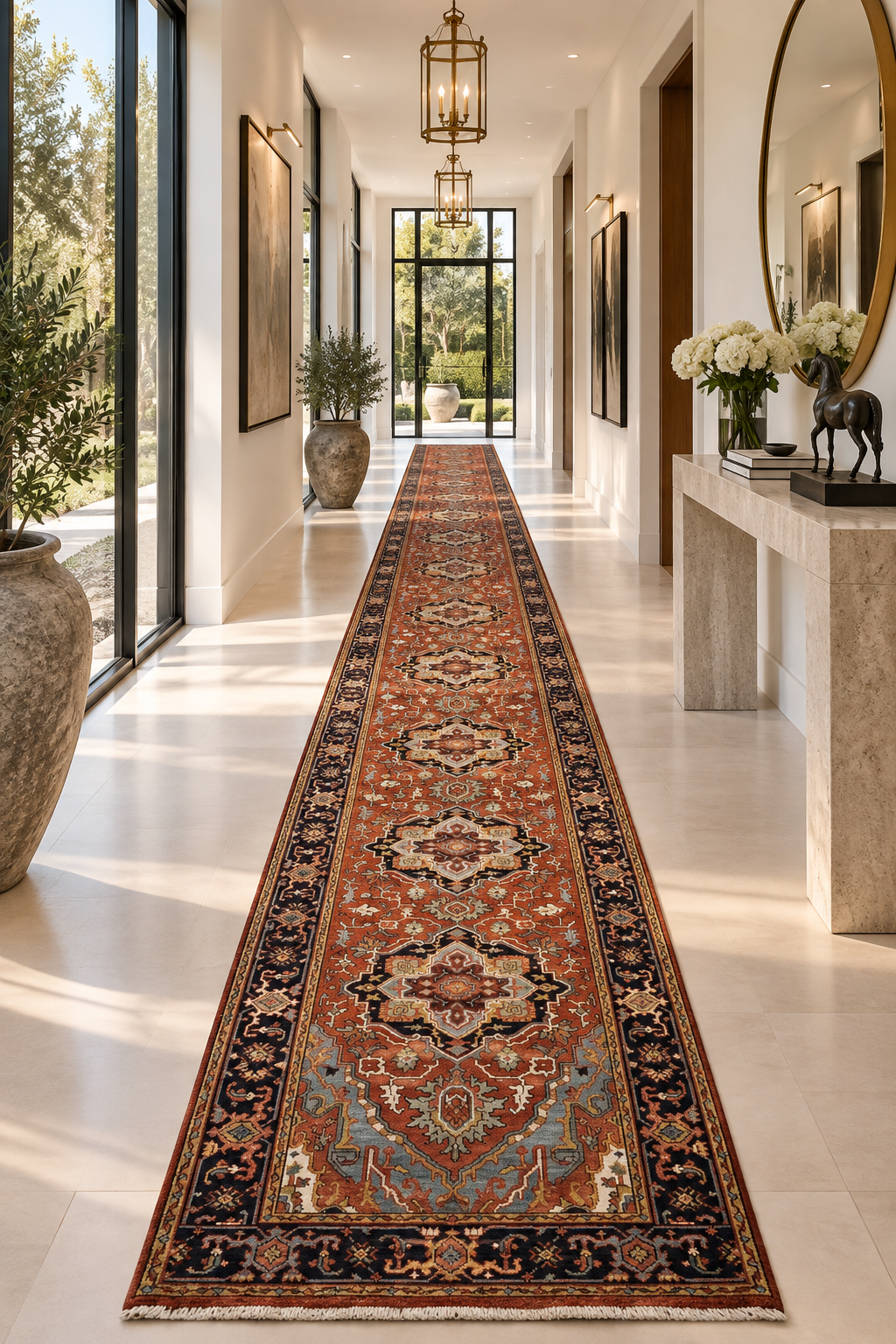 Custom-Made Jaipur Heriz Hall Runner 840x79 cm | Rug# 32250