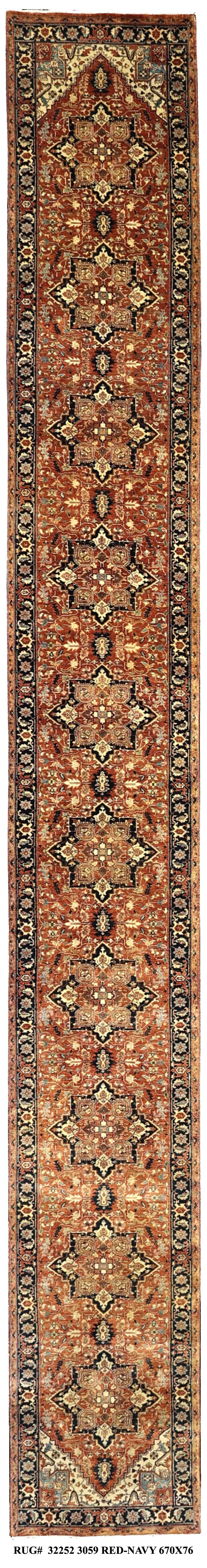 Custom-Made Jaipur Heriz Design Hall Runner 670x76 cm | Rug#32252