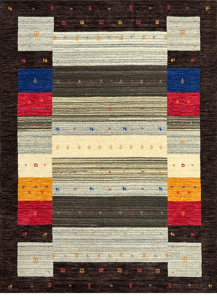 Modern Gabbeh Brown Multicoloured Rug 200x140 cm | Rug# 32600