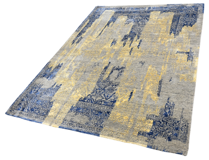Hand-Knotted Transitional Designer Wool and Silk Rug 238x180 cm | Rug# 32631