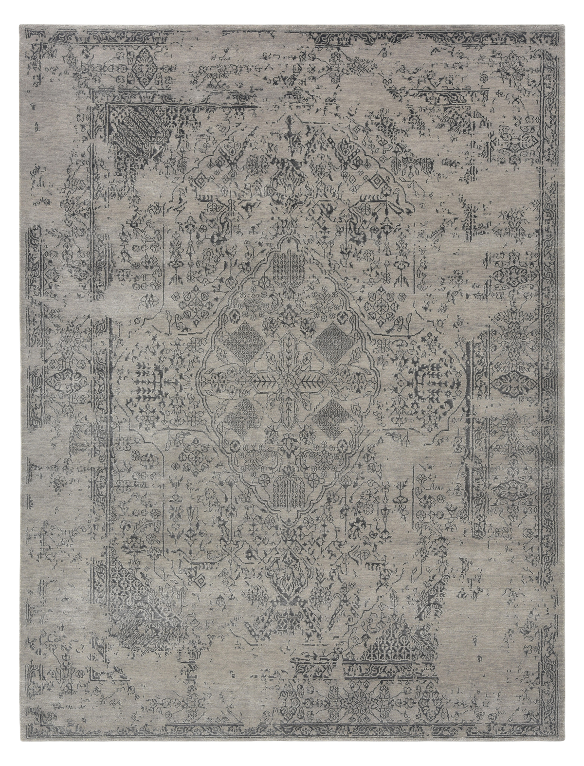 Hand-Knotted Modern Transitional Wool and Silk Rug 235x178 cm | Rug# 32633