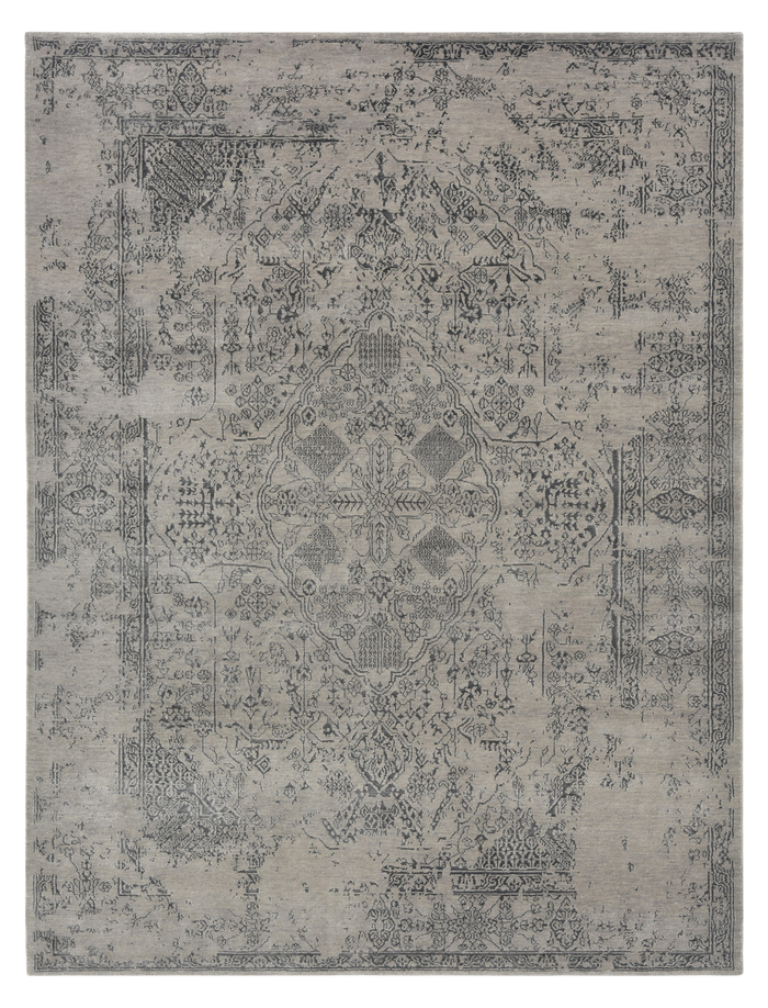 Hand-Knotted Modern Transitional Wool and Silk Rug 235x178 cm | Rug# 32633