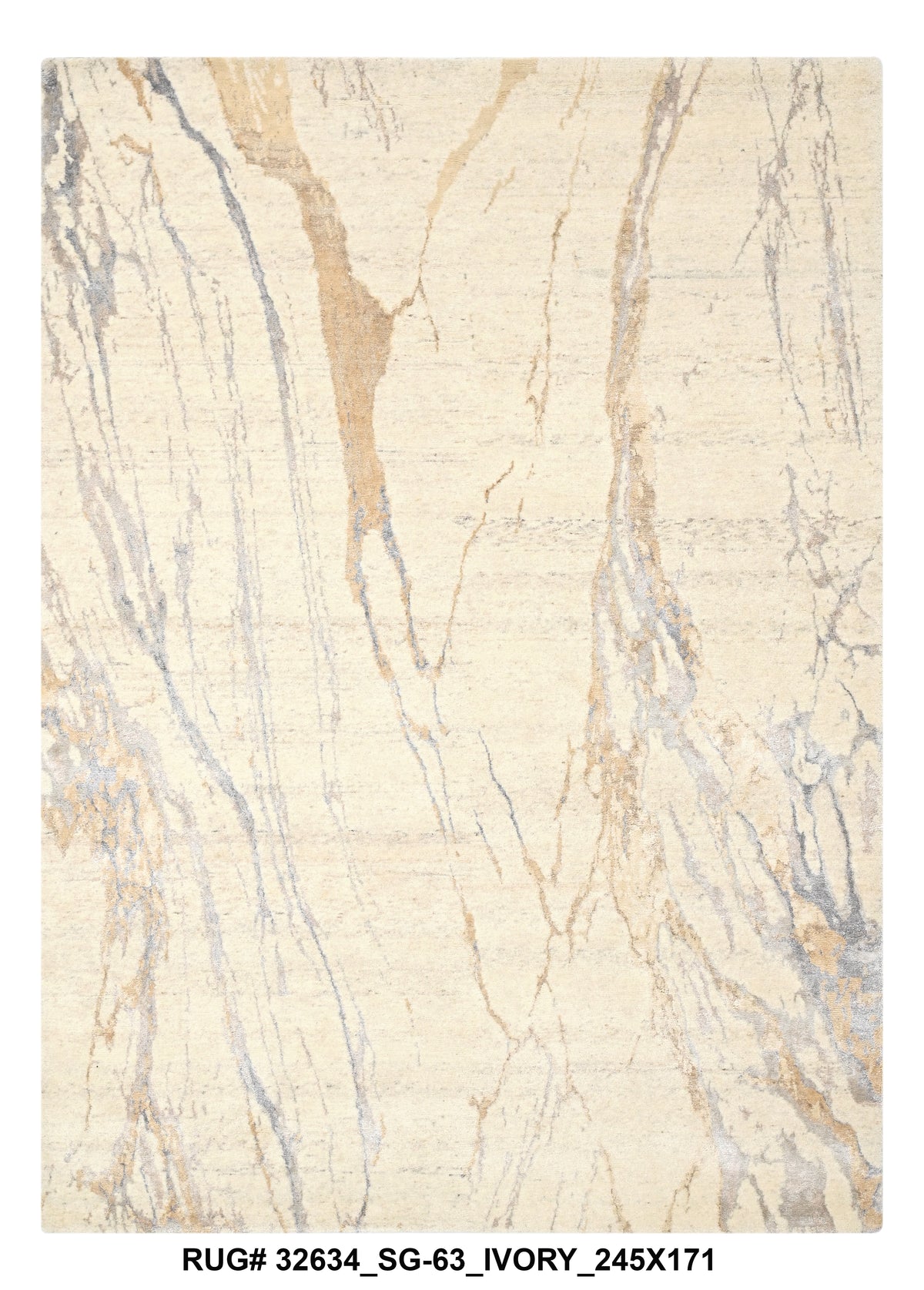 Hand-Knotted Modern Abstract Wool and Silk Rug 245x171 cm | Rug# 32634