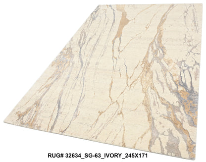 Hand-Knotted Modern Abstract Wool and Silk Rug 245x171 cm | Rug# 32634