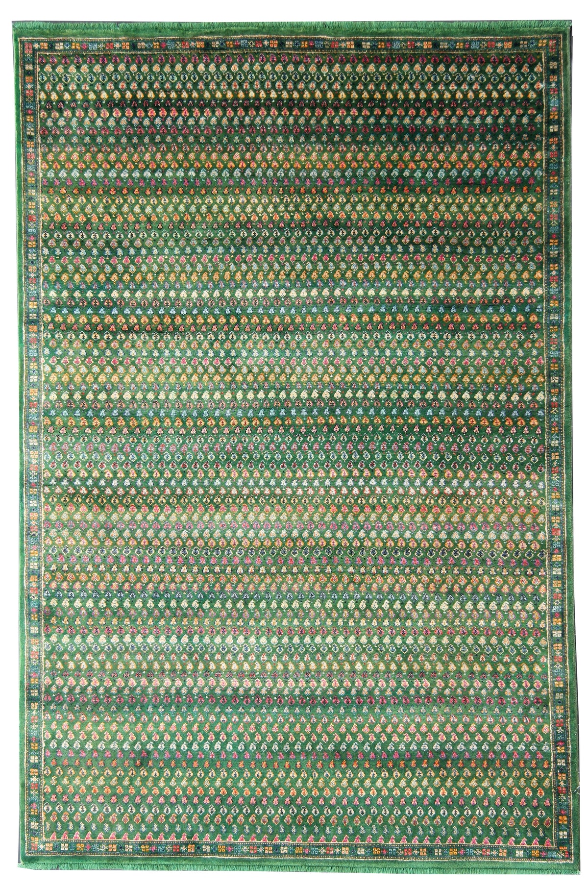 Hand-Knotted Mir-Inspired Transitional Wool and Silk blend Rug 249x171 cm | Rug# 32658