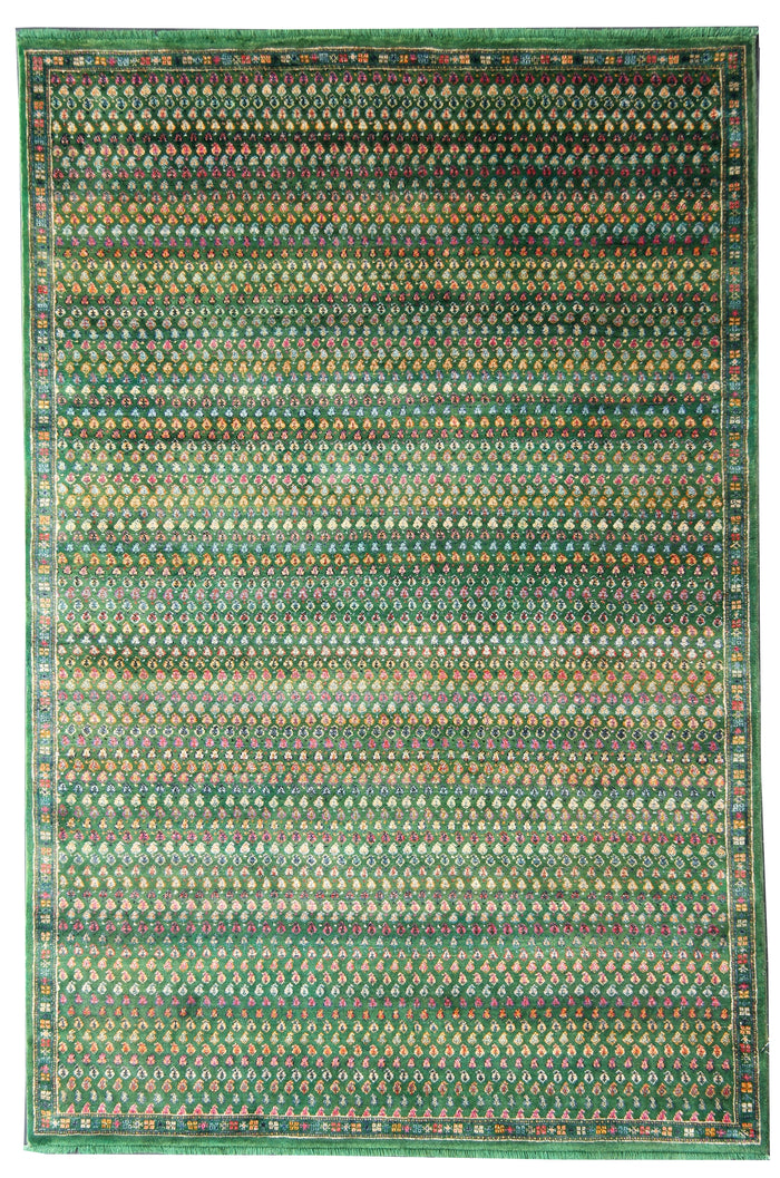 Hand-Knotted Mir-Inspired Transitional Wool and Silk blend Rug 249x171 cm | Rug# 32658