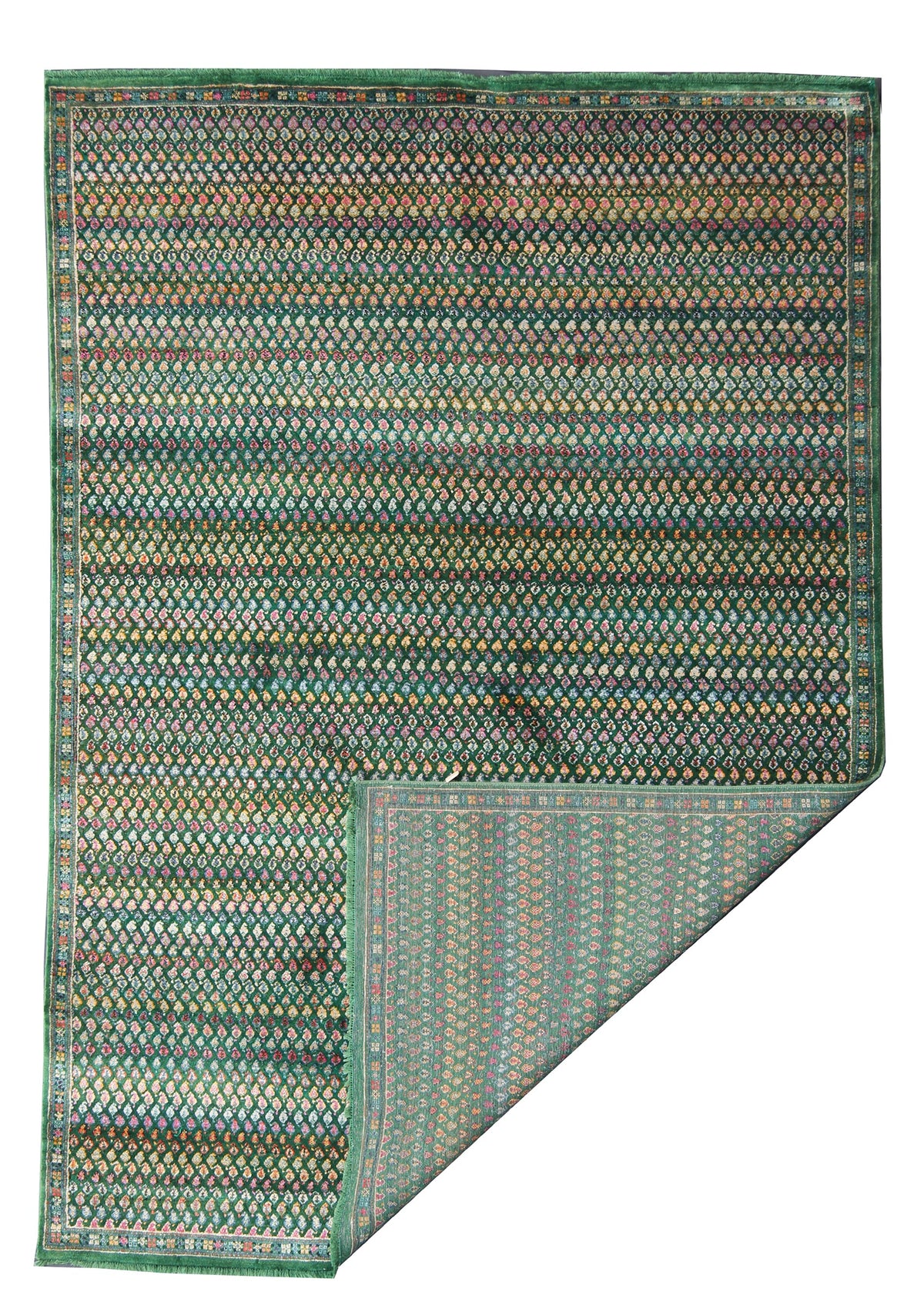 Hand-Knotted Mir-Inspired Transitional Wool and Silk blend Rug 249x171 cm | Rug# 32658