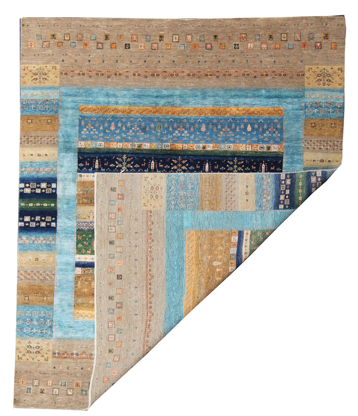 Modern Persian Gabbeh Landscape Design Rug 302x244 cm | Rug# 32663