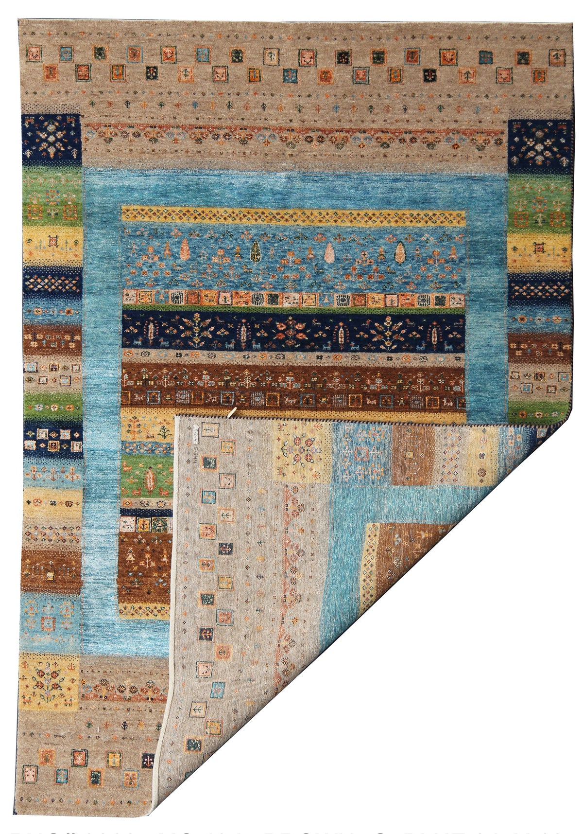 Light Brown and Grey-Blue Rug 245x167 cm | Rug# 32667