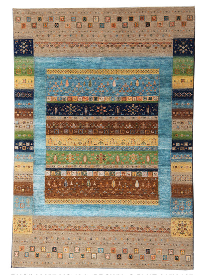 Light Brown and Grey-Blue Rug 245x167 cm | Rug# 32667