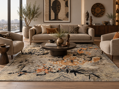 Modern Tiger Design Wool & Silk Rug 313x250 cm | Rug# 32698