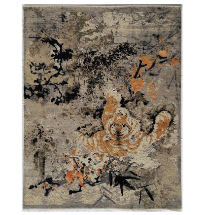 Modern Tiger Design Wool & Silk Rug 313x250 cm | Rug# 32698
